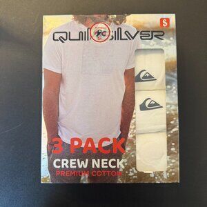 Quiksilver Crew Neck Premium Cotton White T-Shirts 3 Pack Small NEW